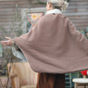 Cape midi Eugénie - laine bouillie camel / velours grosse côtes ivoire - Quintessence