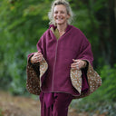 Cape midi - laine bouillie bougainvillier / velours milleraies fleuri automnal - Quintessence
