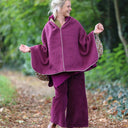 Cape midi - laine bouillie bougainvillier / velours milleraies fleuri automnal - Quintessence