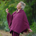 Cape midi - laine bouillie bougainvillier / velours milleraies fleuri automnal - Quintessence