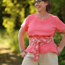 Ceinture Anita Broderie rose gourmand | Fabriqué en France | Quintessence