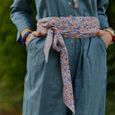 Ceinture Anita – Coton herbier bleu-orangé - Quintessence