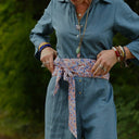 Ceinture Anita – Coton herbier bleu-orangé - Quintessence