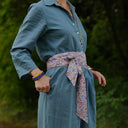 Ceinture Anita – Coton herbier bleu-orangé - Quintessence