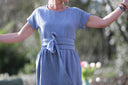 Ceinture Anita double gaze de coton bleu doux chiné | Quintessence