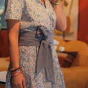 Ceinture Anita double gaze de coton bleu doux chiné - Quintessence