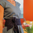 Ceinture Anita double gaze de coton bleu nuit plumetis or - Quintessence