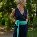 Ceinture Anita - Double gaze de coton brodée vert pep's - Quintessence