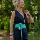 Ceinture Anita - Double gaze de coton brodée vert pep's - Quintessence