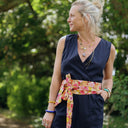 Ceinture Anita Double gaze de coton "Fleurs en feu" - Quintessence