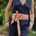 Ceinture Anita Double gaze de coton "Fleurs en feu" - Quintessence