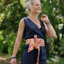 Ceinture Anita Double gaze de coton "Fleurs en feu" - Quintessence