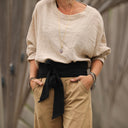 Ceinture Anita - Jacquard coton/lin noir - Quintessence