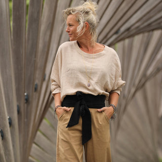 Ceinture Anita  - Jacquard coton/lin noir