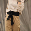 Ceinture Anita - Jacquard coton/lin noir - Quintessence