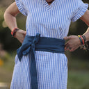 Ceinture Anita jean lyocell bleu plumetis | Quintessence