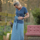 Ceinture Anita lin chiné denim porté | atelier à Roubaix