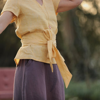 Ceinture Anita -Lin chiné jaune doux