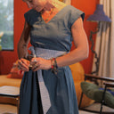 Ceinture Anita vichy bleu - Quintessence