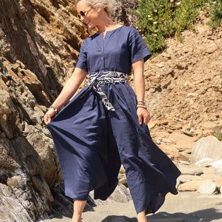 Ceinture Anita  - viscose imprimé Ara bleu/ivoire