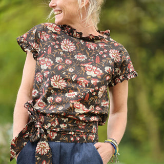 Ceinture Anita – Voile de coton nuit fleurie