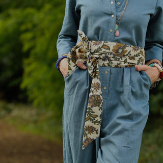 Ceinture Anita – Voile de coton sauge fleurie