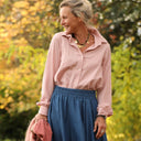 Chemise Caroline - Armuré de coton rose poudré - Quintessence