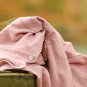 Chemise Caroline - Armuré de coton rose poudré - Quintessence