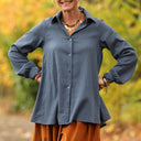 Chemise Caroline - Dobby tressé bleu ardoise - Quintessence