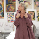 Chemise Caroline - Double gaze de coton parme - Quintessence