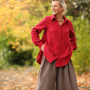 Chemise Caroline - Double gaze de coton plumetis grenat - Quintessence