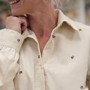 Chemise Caroline - Velours milleraies ivoire fleuri - Quintessence