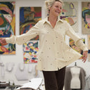 Chemise Caroline - Velours milleraies ivoire fleuri - Quintessence