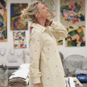 Chemise Caroline - Velours milleraies ivoire fleuri - Quintessence