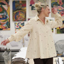 Chemise Caroline - Velours milleraies ivoire fleuri - Quintessence