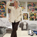 Chemise Caroline - Velours milleraies ivoire fleuri - Quintessence