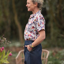 Chemise Honorine - Coton Fleuri écru corail/bleu nuit - Quintessence