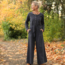 Combinaison Perla - flanelle de coton bleu ardoise chiné - Quintessence