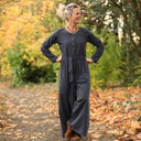 Combinaison Perla - flanelle de coton bleu ardoise chiné - Quintessence