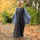 Combinaison Perla - flanelle de coton bleu ardoise chiné - Quintessence