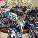 Coupon - coton marine fleuri 140x160 (B47)