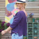 Coupon 140x325 cm double gaze de coton prune (F48) - Quintessence