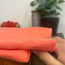 coupon - double gaz de coton orange corail 130x110 - C68 - Quintessence