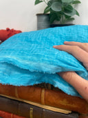coupon - double gaz de coton turquoise tie & die 110x155 - F78 - Quintessence