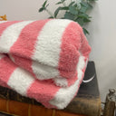 coupon - éponge rayée rose 100% coton 140x180 - F38 - Quintessence