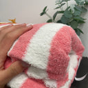 coupon - éponge rayée rose 100% coton 140x180 - F38 - Quintessence