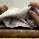 Coupon - Rayure ivoire/ficelle - 140x170 (H43) - Quintessence