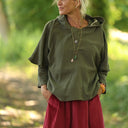Flavie – Surchemise à capuche – Double gaze kaki - Quintessence