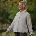 Gilet col rond Armance — mohair beige - Quintessence