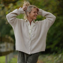 Gilet col rond Armance — mohair beige - Quintessence